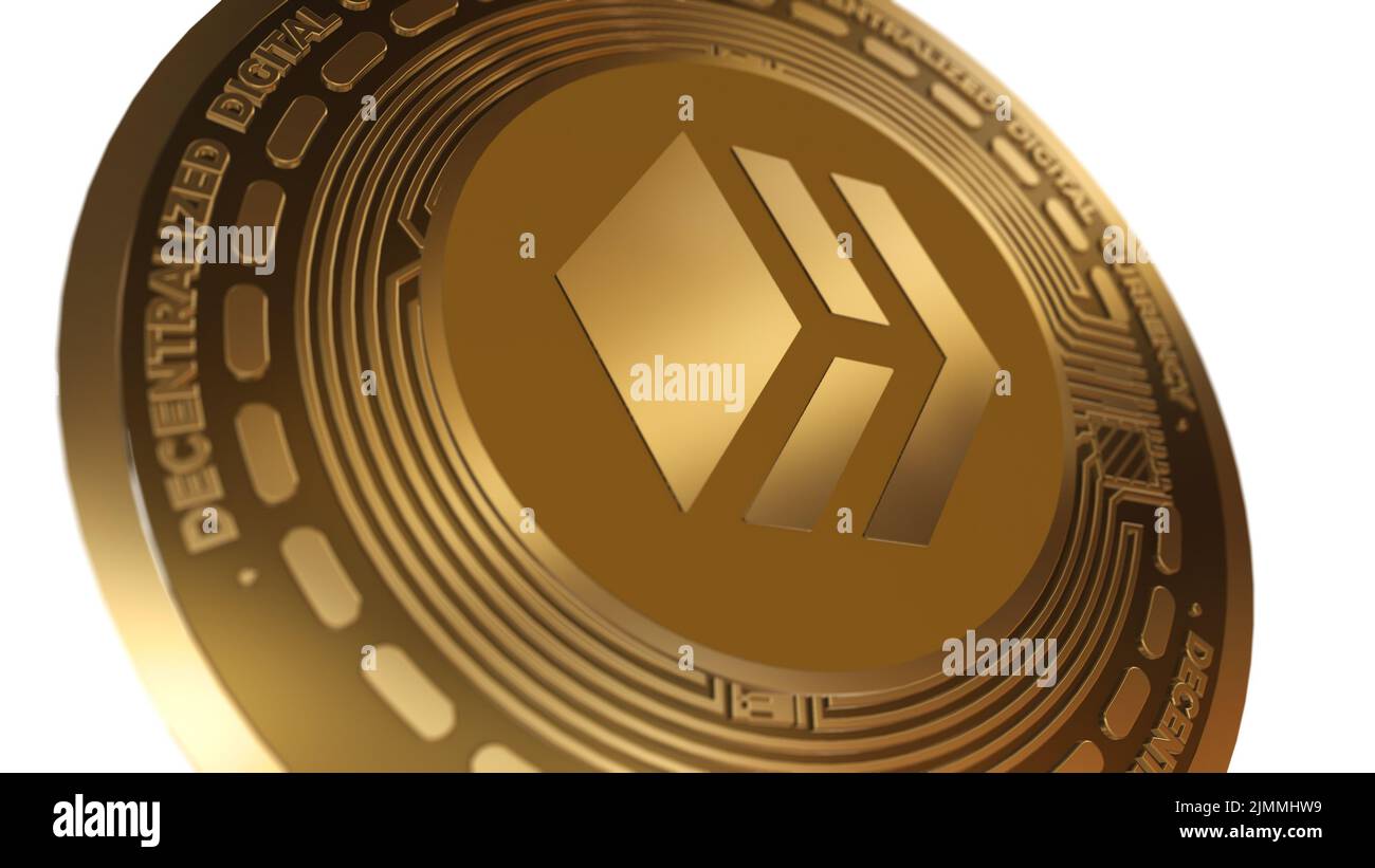 Golden Cryptocurrency of HIVE Sign Isolated on a White Background Stock