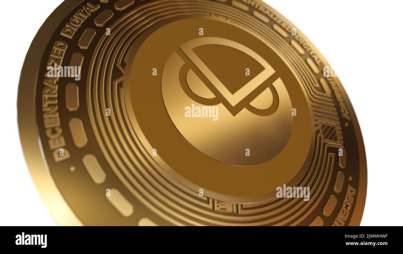 3D Render of Gold Gnosis GNO Cryptocurrency Sign Isolated on a White  Background Stock Photo - Alamy