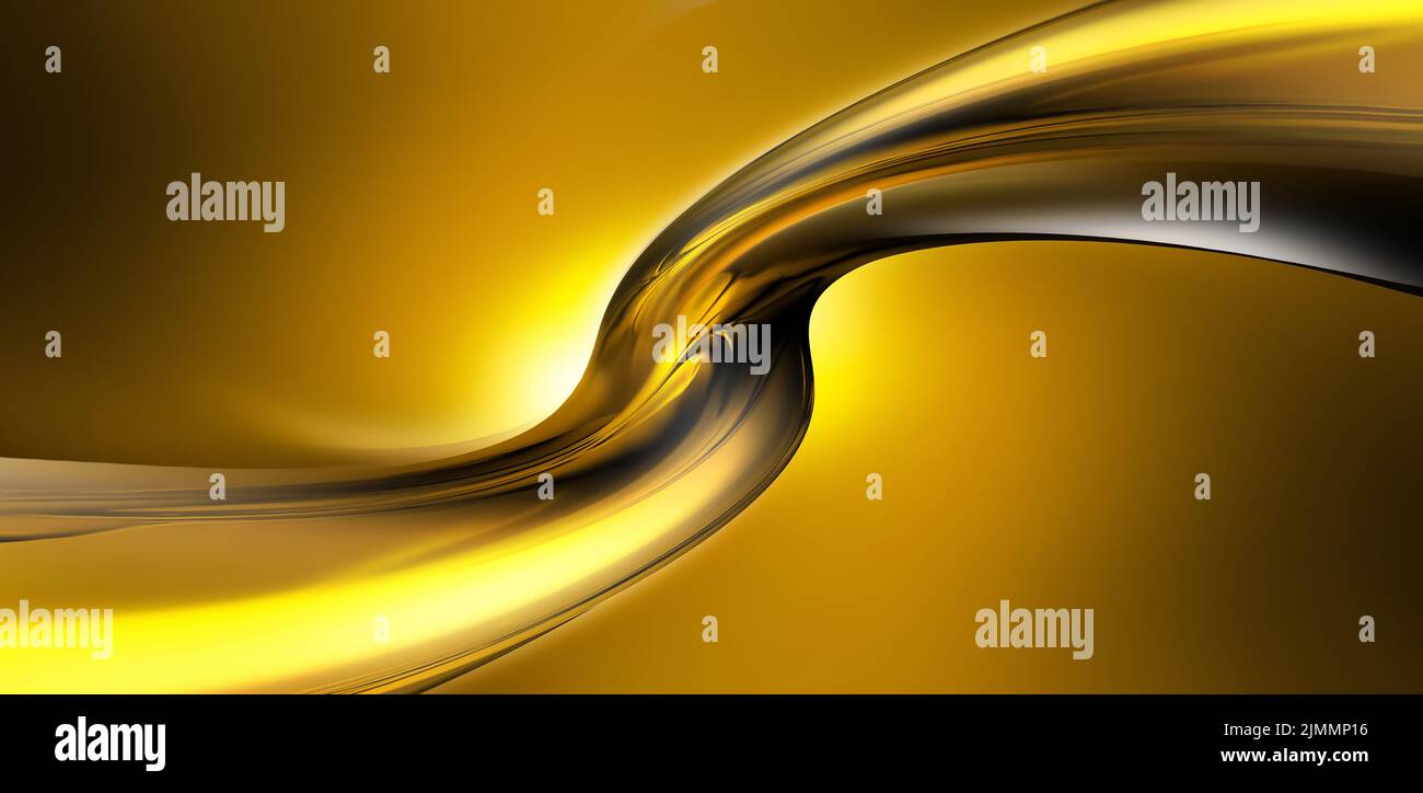 Liquid Golden Glowing Wave Full Screen Stock Photo