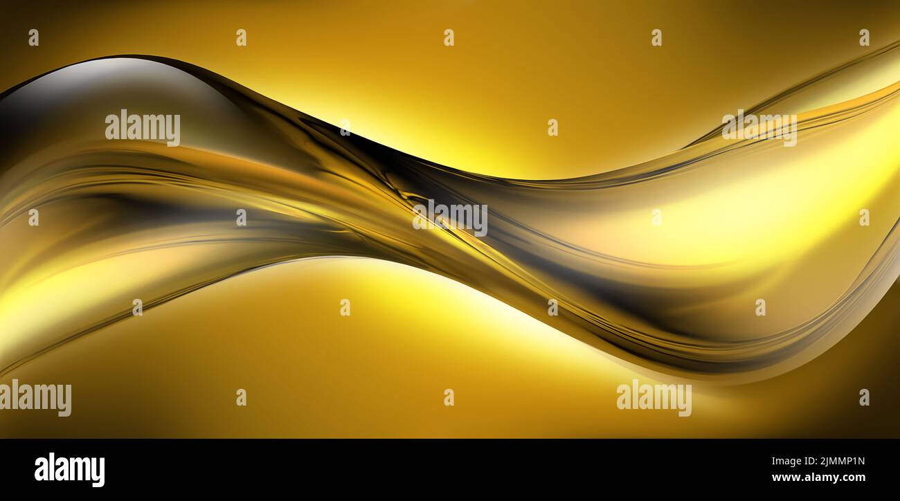 Liquid Golden Glowing Wave Full Screen Stock Photo