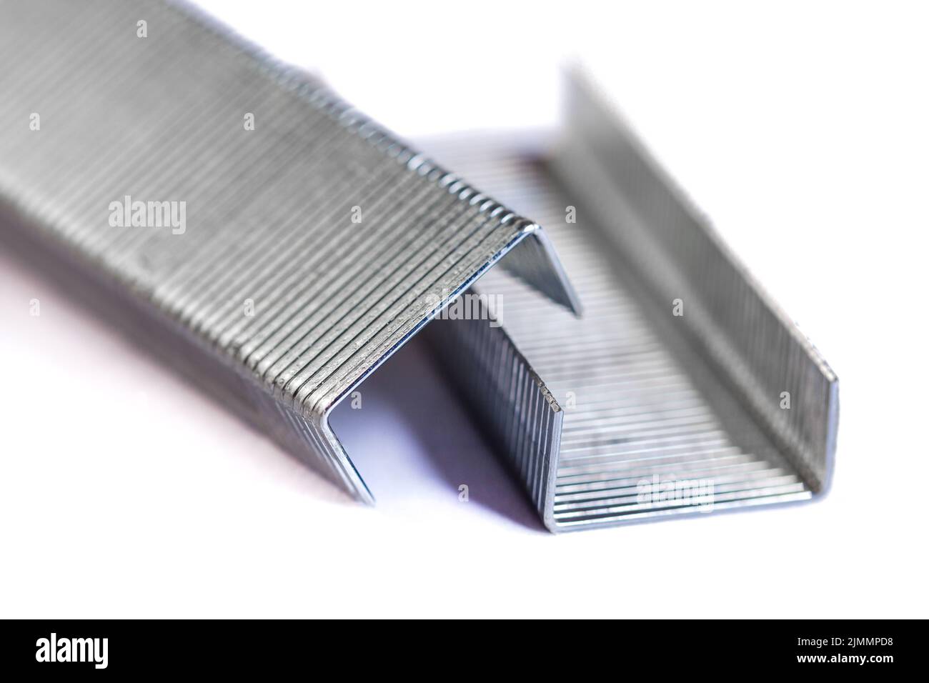 Staples for staple gun isolated on white background. Object Stock Photo