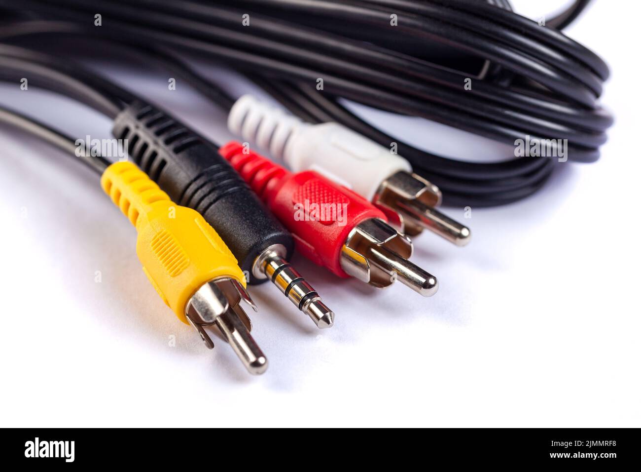 Electric plug of television and audiovideo power supply on white