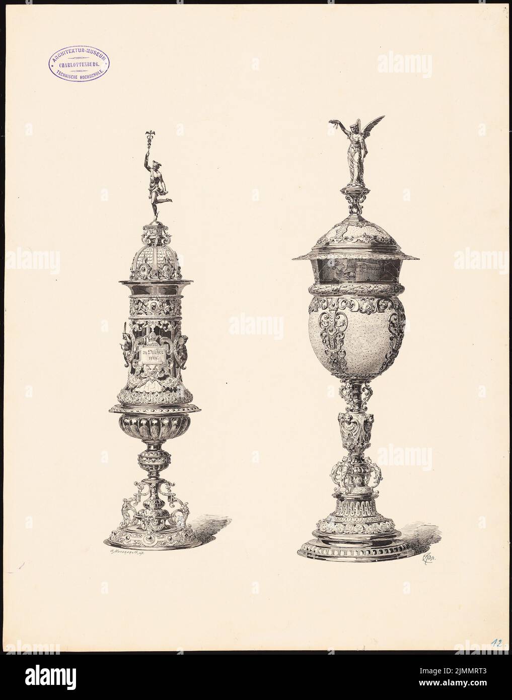Rieß Carl (1831-1884), trophies (without date): View. Ink on cardboard, 48.6 x 38 cm (including scan edges) Stock Photo
