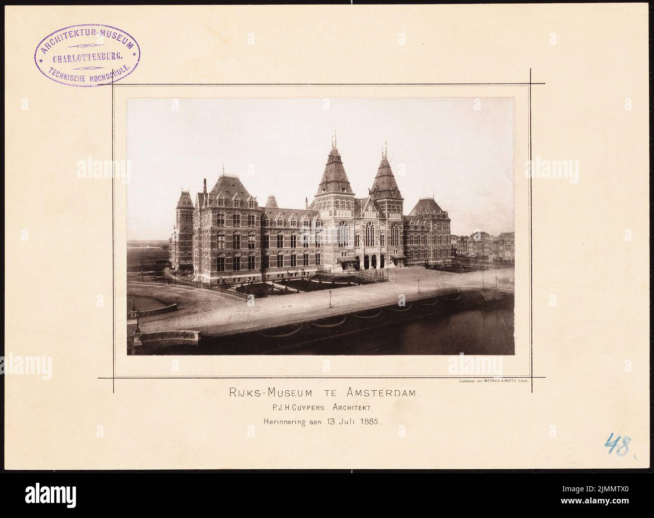 Cuypers P. J. H. (1827-1921), Reichsmuseum, Amsterdam (July 13, 1885): View of the entrance side. Photo on paper, 20.1 x 27.8 cm (including scan edges) Stock Photo