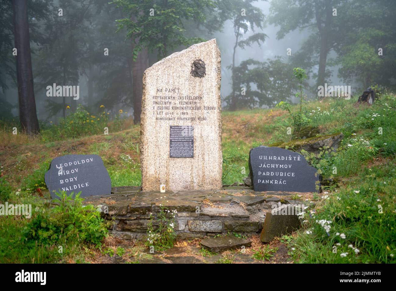 Memorial to victims of communist regime. Located at Mount Hostýn, Moravia. Commemorates both local victims and prisons used by communist regime. Stock Photo