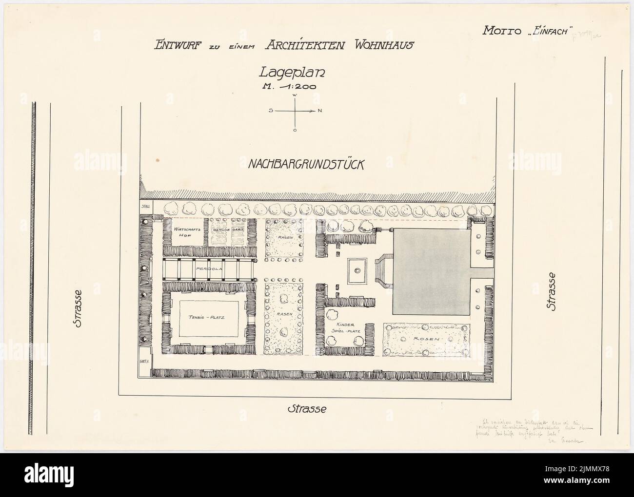 Dubawik Alexander, Architects House (1921-1921): Department 1: 200. Ink, ink colored, watercolor on paper, 50.7 x 70.9 cm (including scan edges) Stock Photo