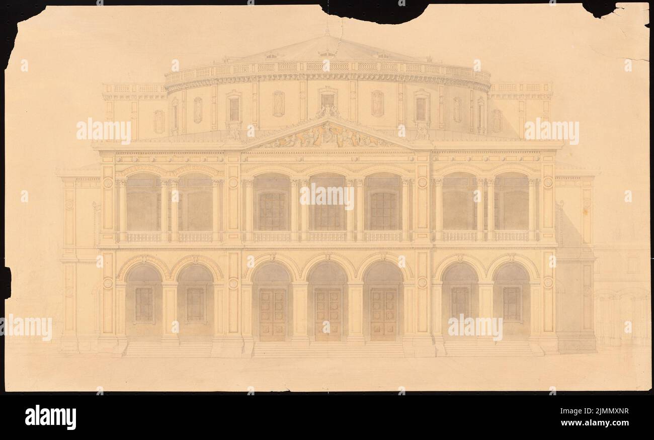 Hübsch Heinrich (1795-1863), Theater in Karlsruhe (1851 (?)): View. Tusche watercolor on the box, 33.5 x 55.4 cm (including scan edges) Stock Photo