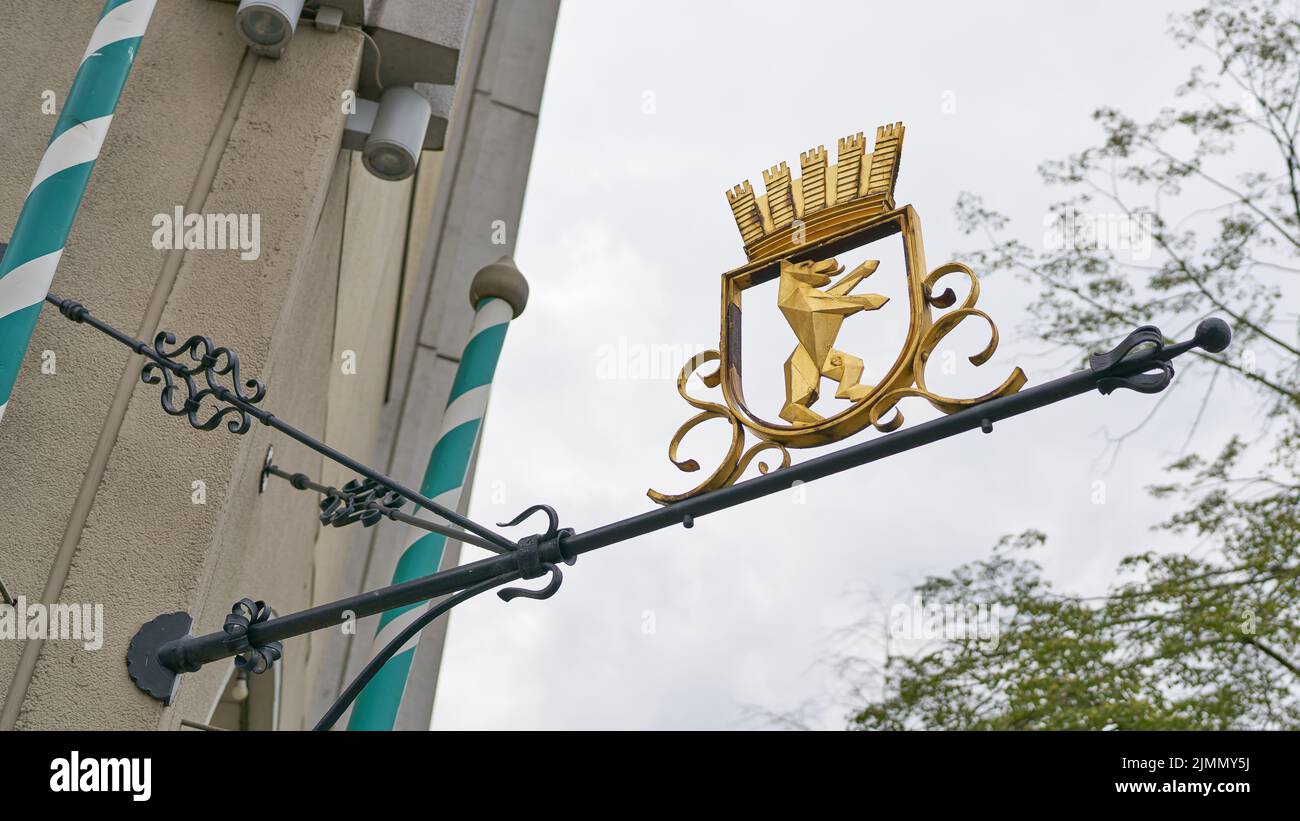 Coat of arms of the city of Berlin on a building in the Nikolaiviertel in Berlin Stock Photo