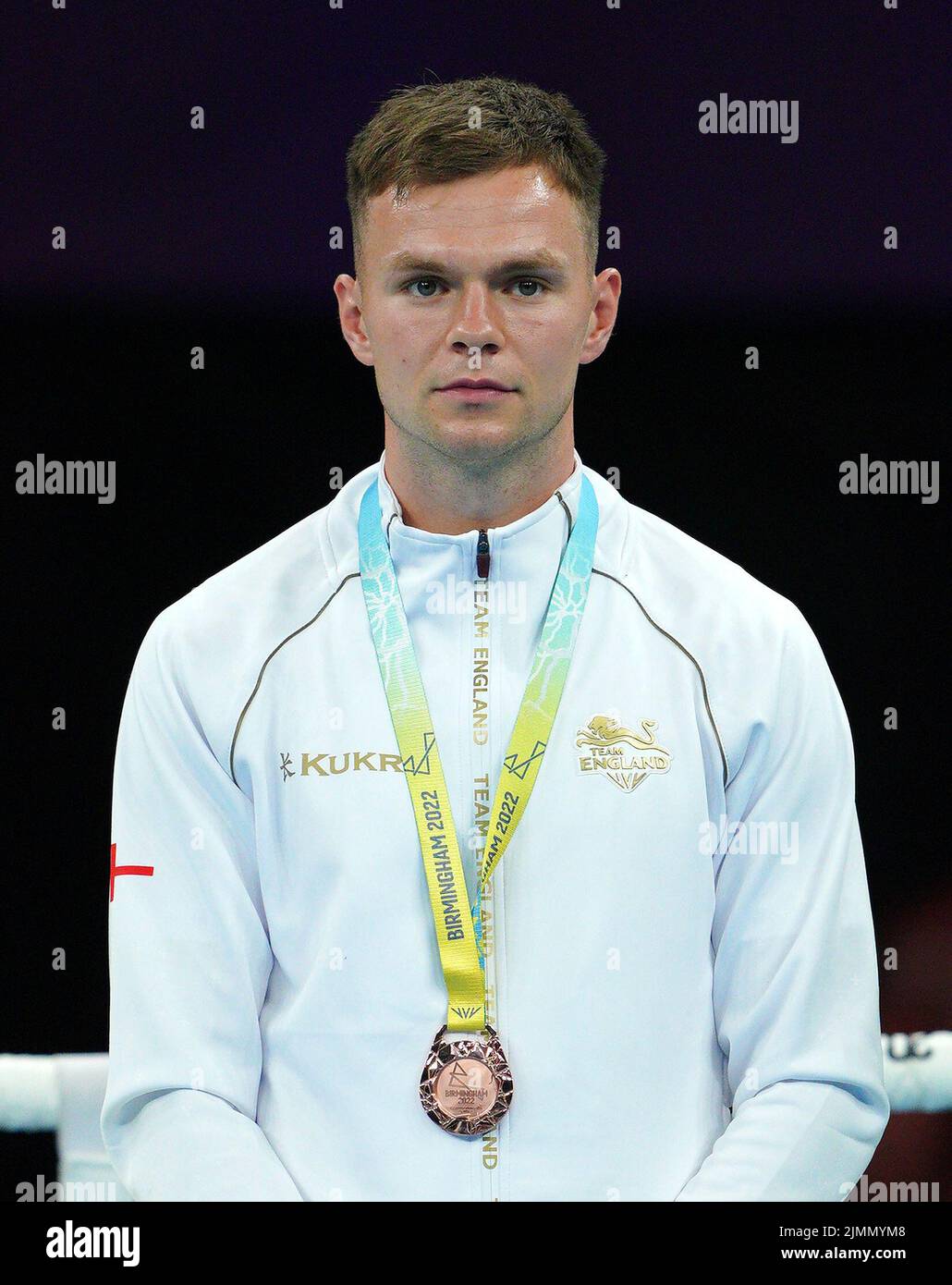 England's Lewis Richardson wins Bronze in the Men's Middle (71-75kg) Final at The NEC on day ten of the 2022 Commonwealth Games in Birmingham. Picture date: Sunday August 7, 2022. Stock Photo