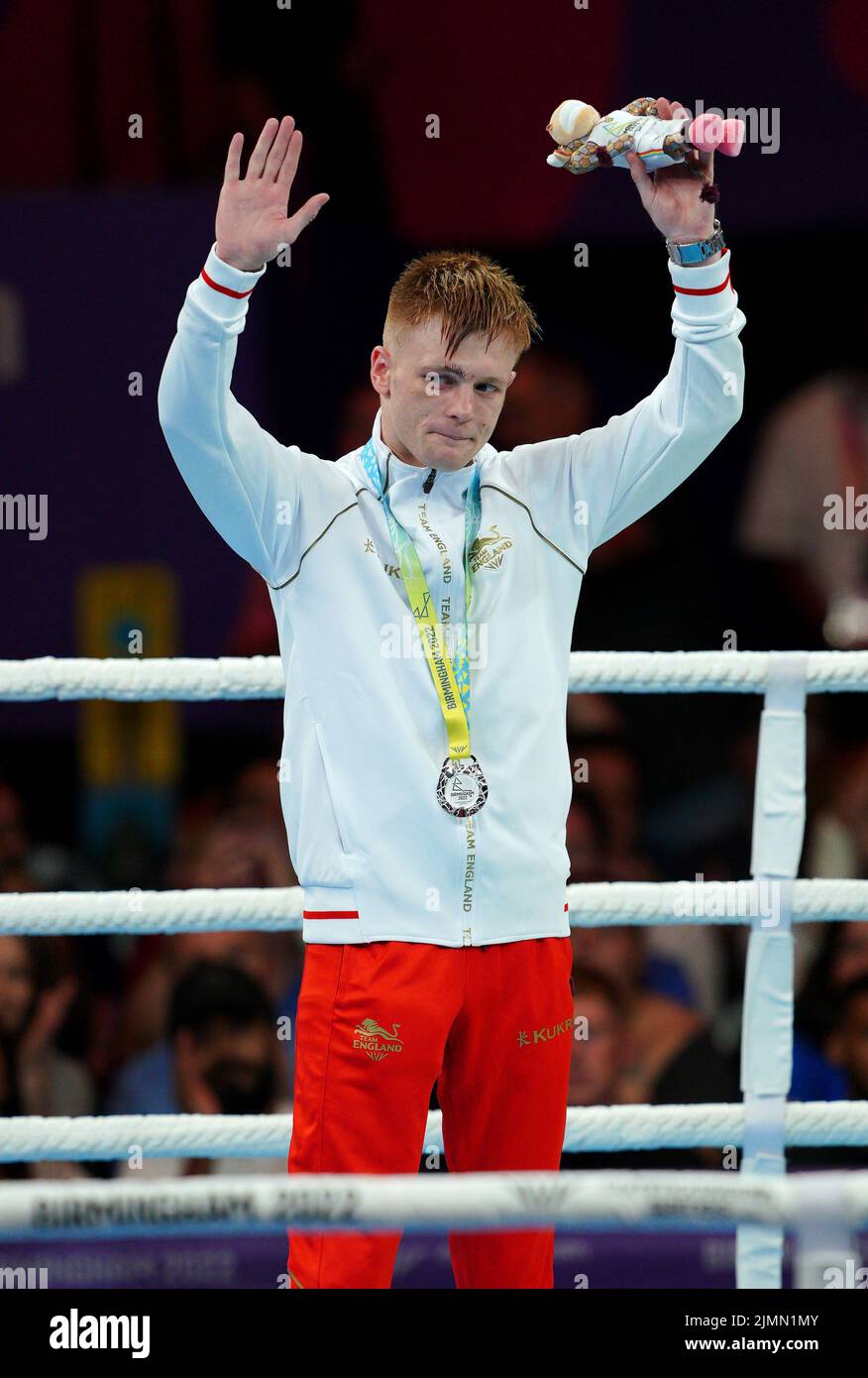 England's Kiaran Macdonald wins Silver in the Men's Fly (48-51kg) Final at The NEC on day ten of the 2022 Commonwealth Games in Birmingham. Picture date: Sunday August 7, 2022. Stock Photo