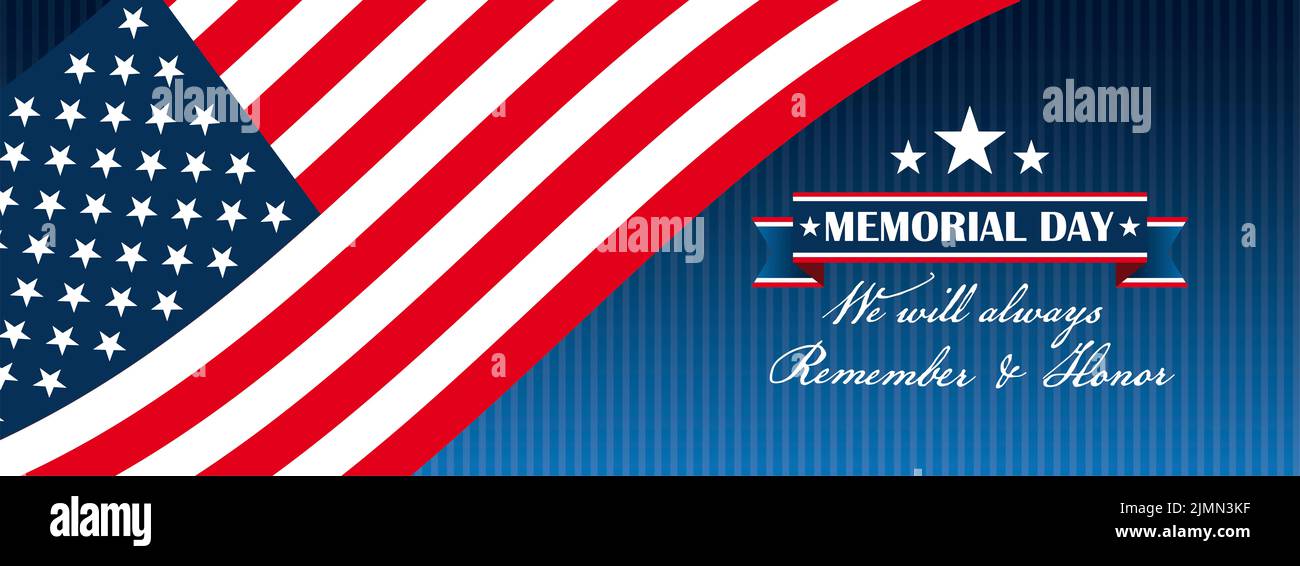 USA Flag Memorial Day Always Remember Vintage Header Stock Photo - Alamy