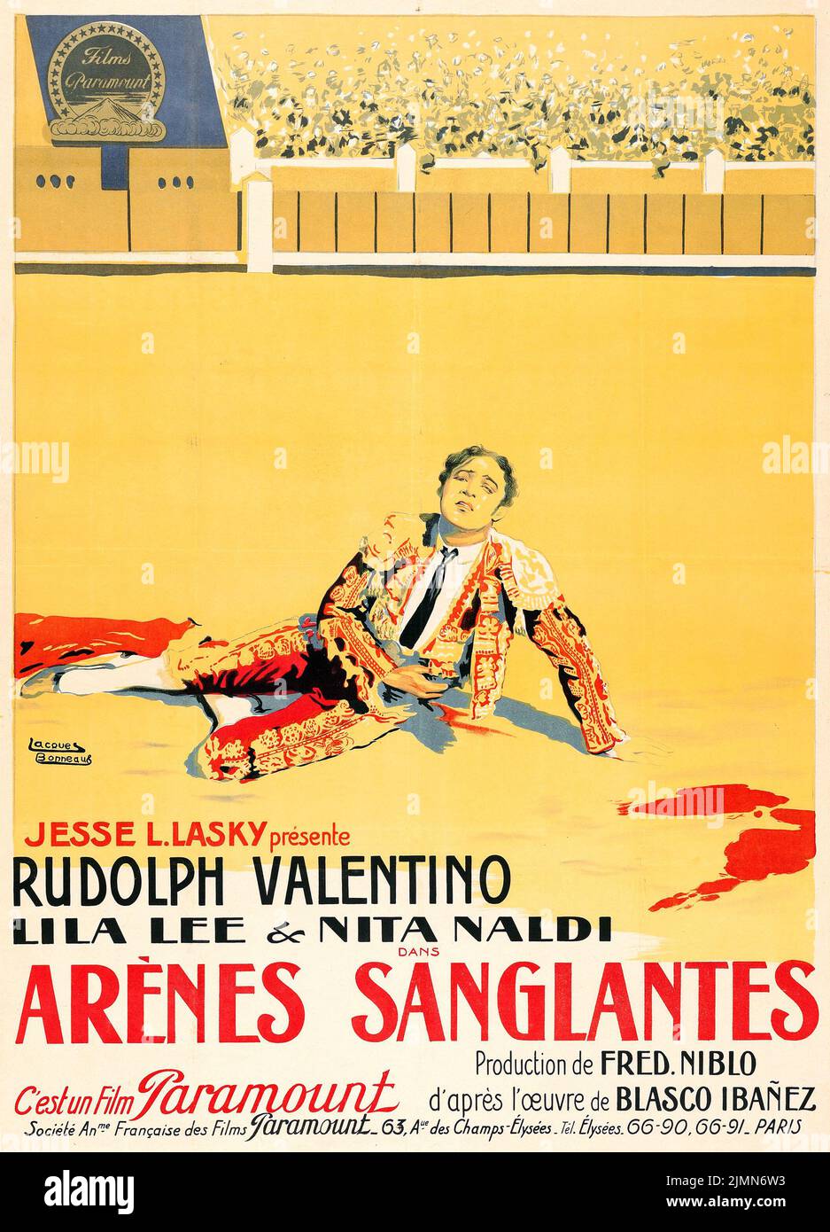Blood and Sand (Paramount, 1922) French Grande poster - Jacques Bonneau Artwork - Rudolph Valentino - Vintage film poster Stock Photo