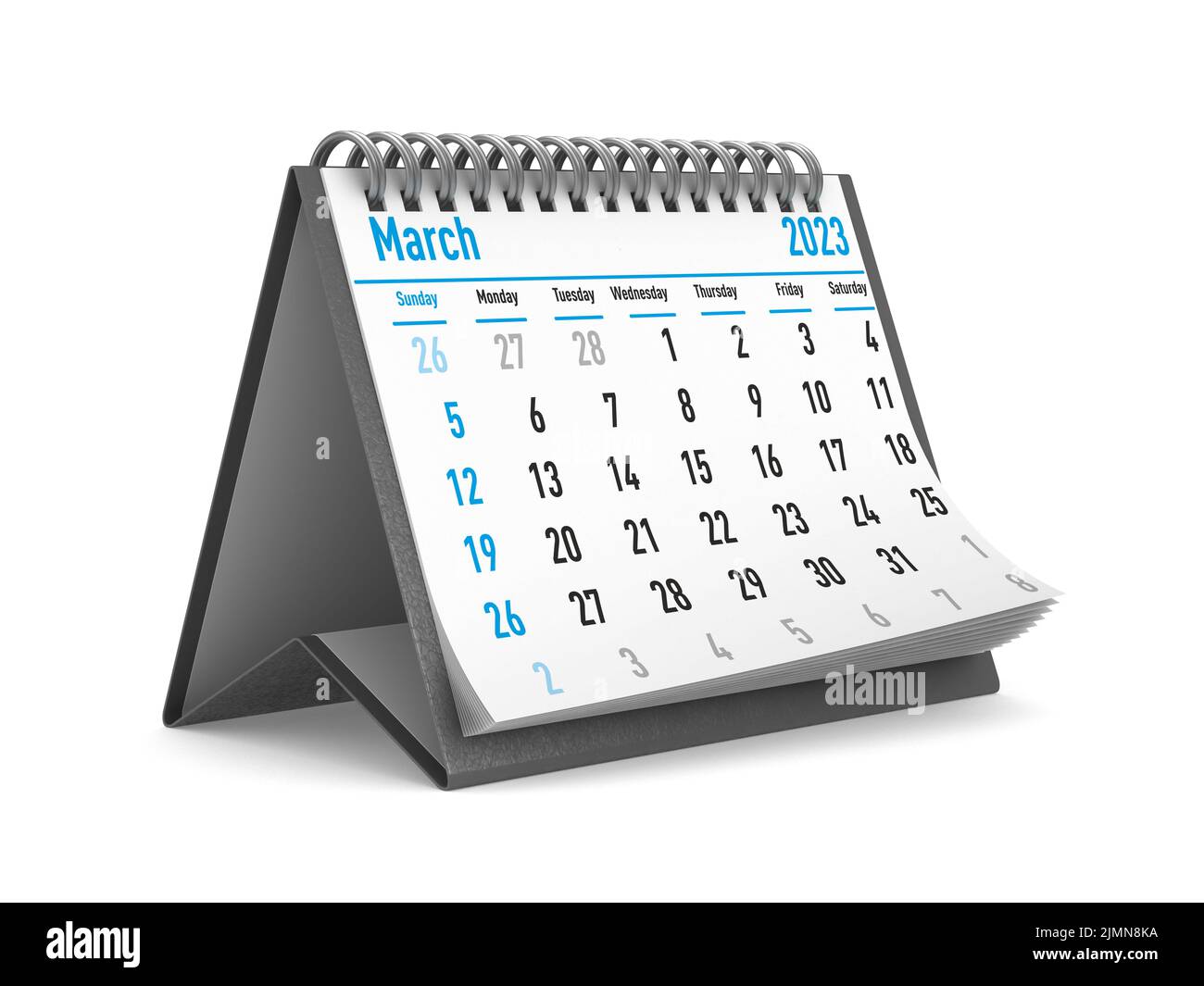 2023 year. Calendar for March. Isolated 3D illustration Stock Photo