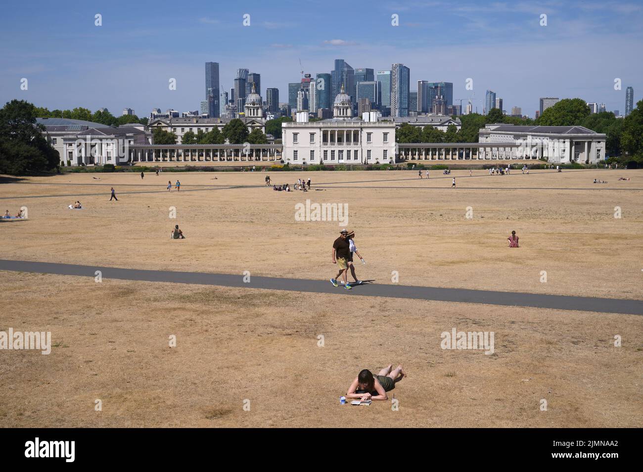 A view of Greenwich Park, London, looking back towards Queen's House. Picture date: Sunday August 7, 2022. Stock Photo