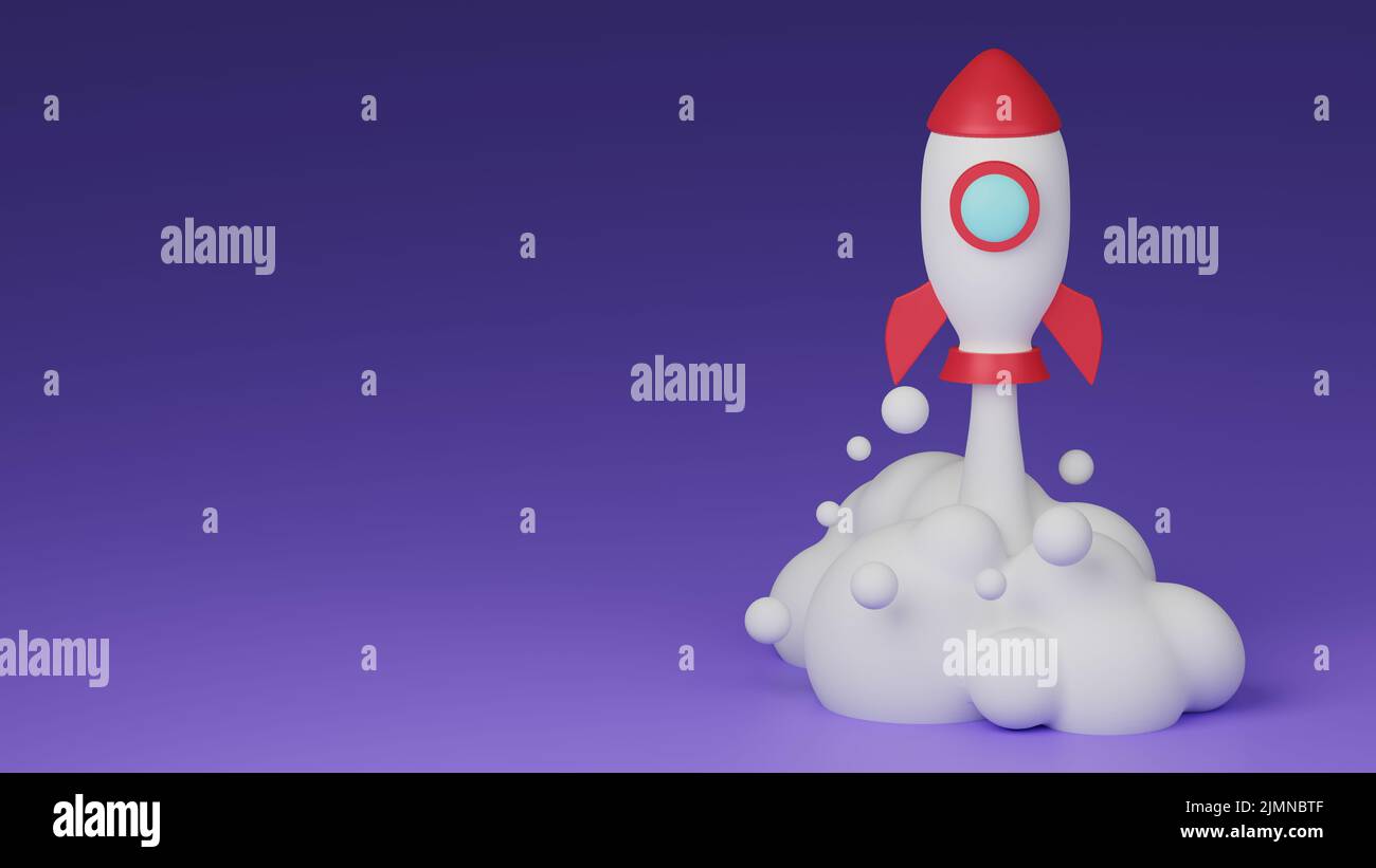 3D Rocket Launch Marketing Strategy Stock Photo - Alamy