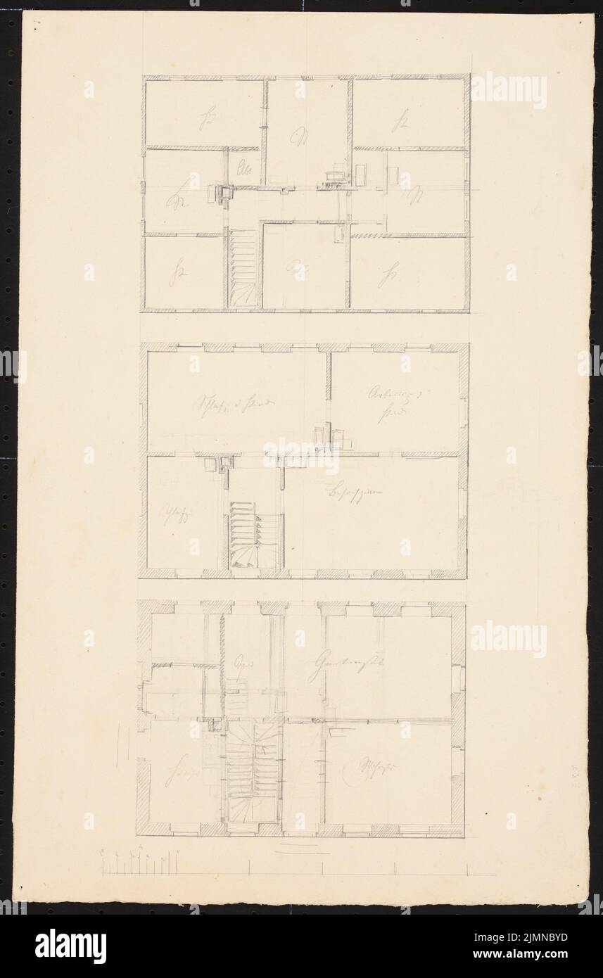 Knoblauch Eduard (1801-1865), country house (without date): floor plan earth and upper floors. Pencil, 43.3 x 28.5 cm (including scan edges) Stock Photo