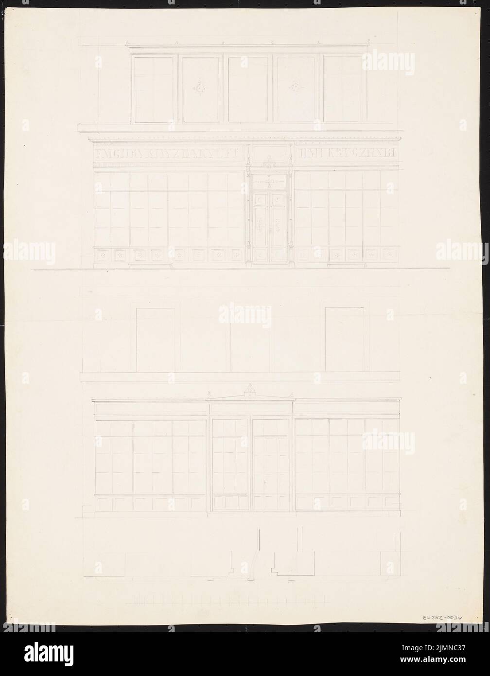 Knoblauch Eduard (1801-1865), urban residential building (without dat.): Facade detail, ground floor of a city residential building, front view. Ink, 56.4 x 43.8 cm (including scan edges) Stock Photo