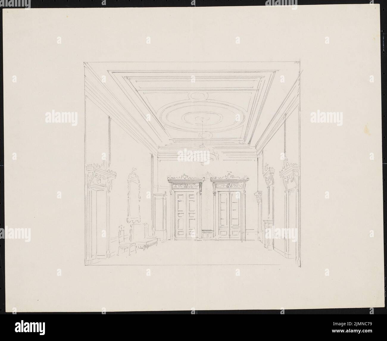 Knoblauch Eduard (1801-1865), Russian embassy, Berlin (1840-1841): Perspective view of the imperial room on the 1st floor. Pencil on paper, 35.5 x 43.7 cm (including scan edges) Stock Photo