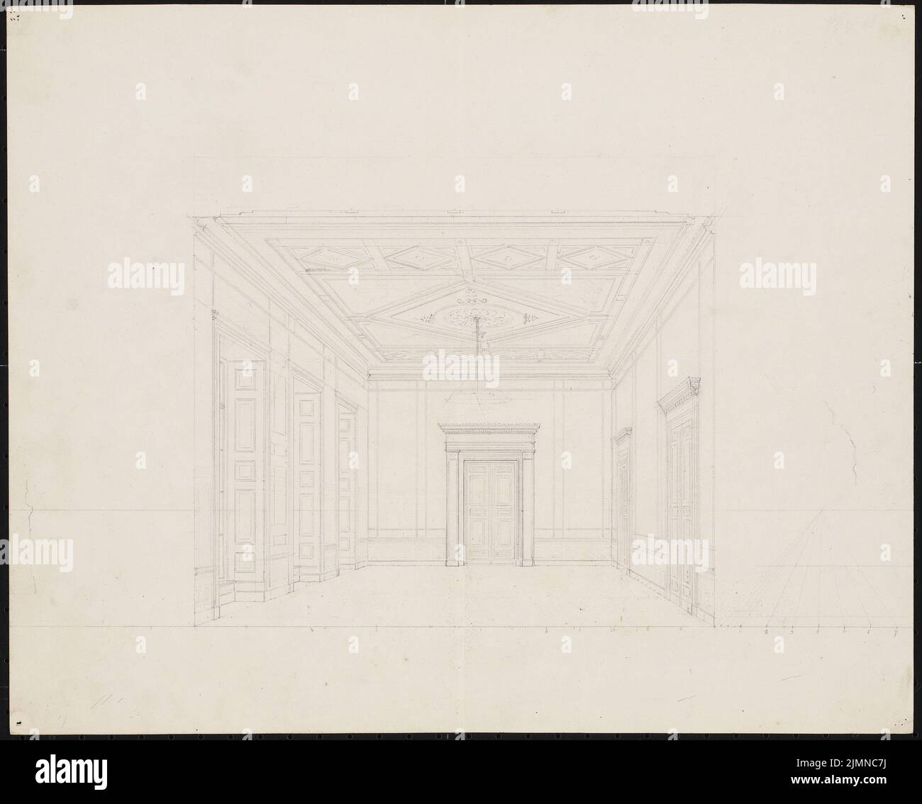 Knoblauch Eduard (1801-1865), Russian embassy, Berlin (1840-1841): Perspective view of the salon on the 1st floor. Pencil on paper, 34.8 x 43.4 cm (including scan edges) Stock Photo