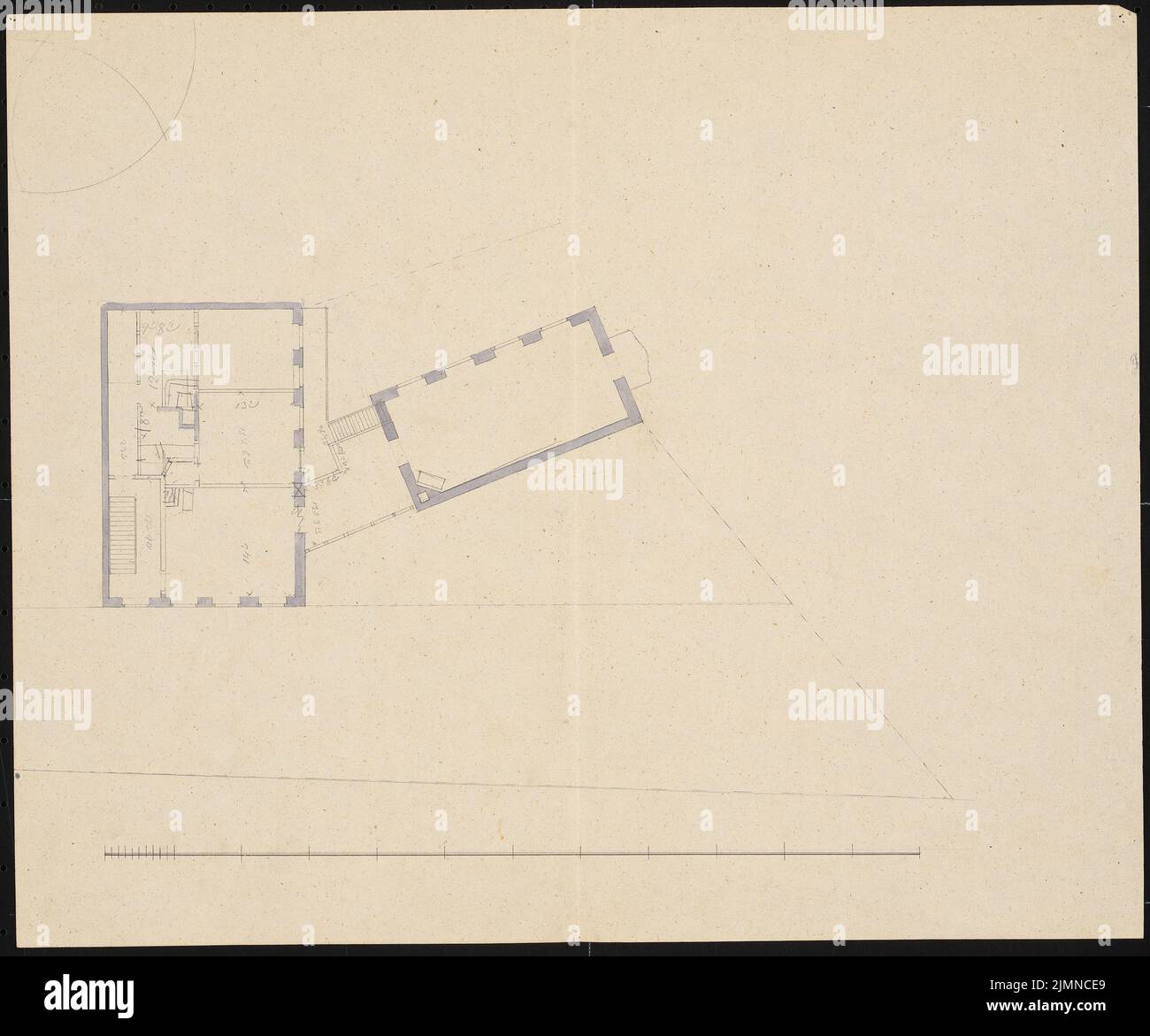Knoblauch Eduard (1801-1865), Paddengasse residential building in Berlin. Conversion (1843): floor plans. Ink and pencil watercolored, 36.1 x 43.4 cm (including scan edges) Stock Photo