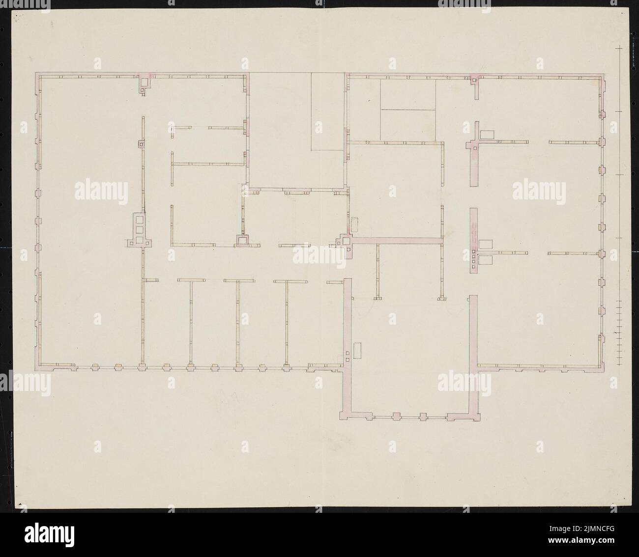 Knoblauch Eduard (1801-1865), Leipziger apartment building in Berlin (approx. 1839): floor plan attic. Tusche watercolor, 35.2 x 43.9 cm (including scan edges) Stock Photo