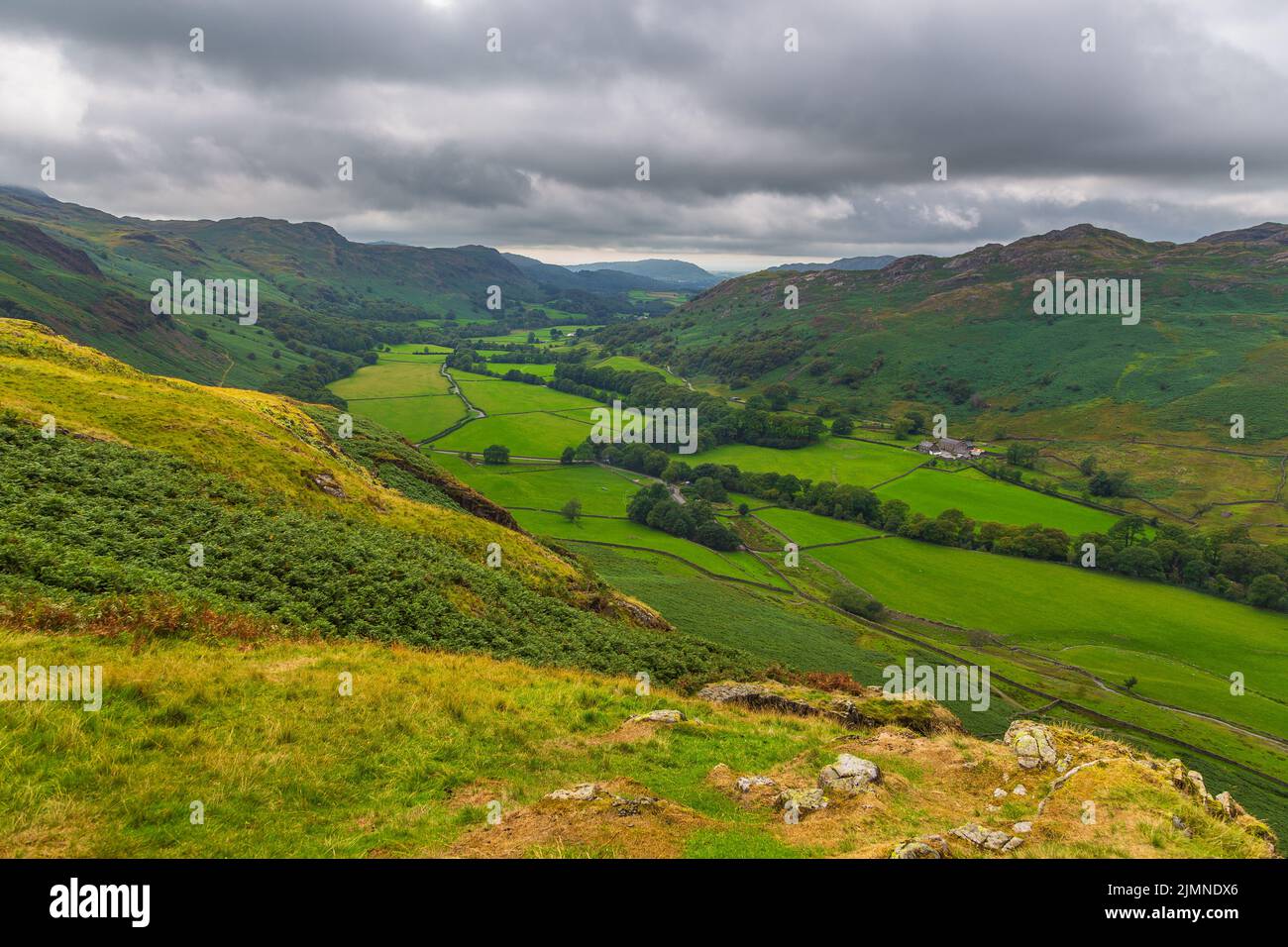 View of the Hardknott Pass, hill pass between Eskdale and the Duddon