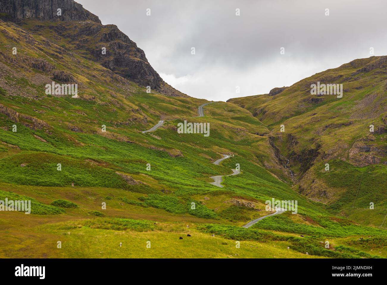 View of the Hardknott Pass, hill pass between Eskdale and the Duddon