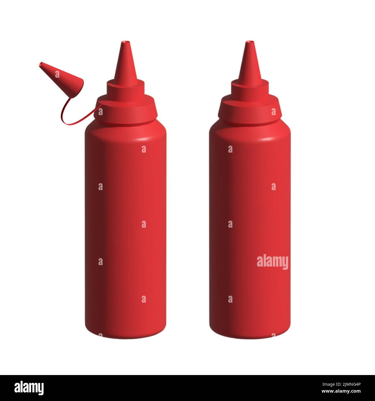 Realistic detailed 3d Ketchup squeeze bottle with splatter on white background illustration Stock Photo