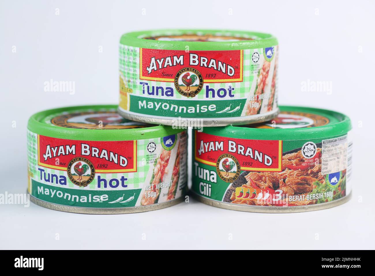 Singapore 1 june 2022 canned tuna isolated on white background Stock