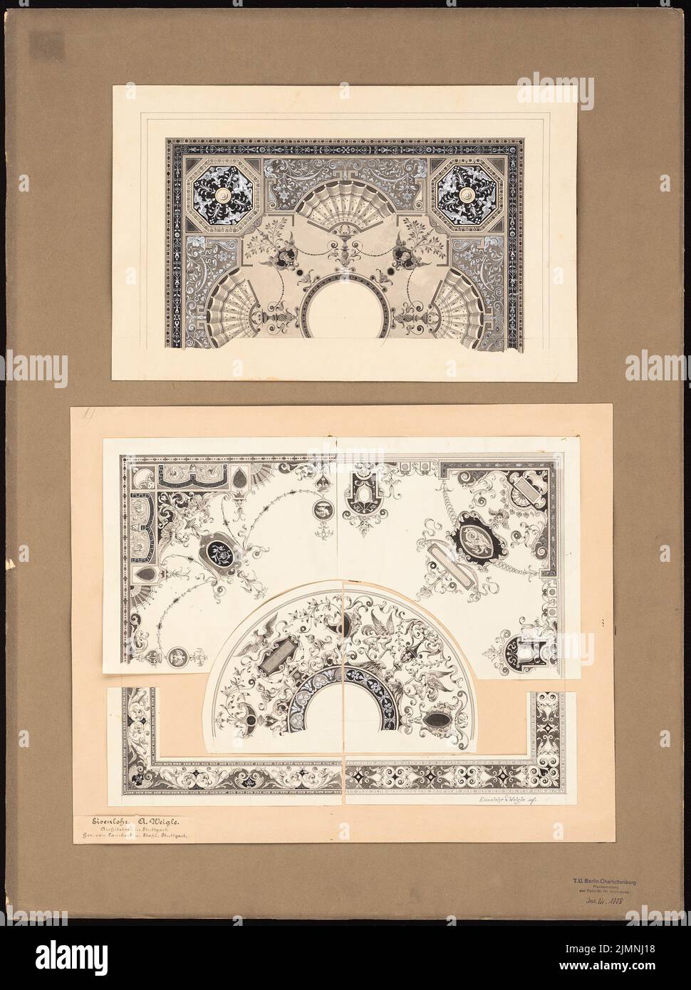 Eisenlohr & Weigle, ceiling designs (without date): View. Ink, pencil watercolor, white heighted on cardboard, 78.5 x 58.6 cm (including scan edges) Stock Photo