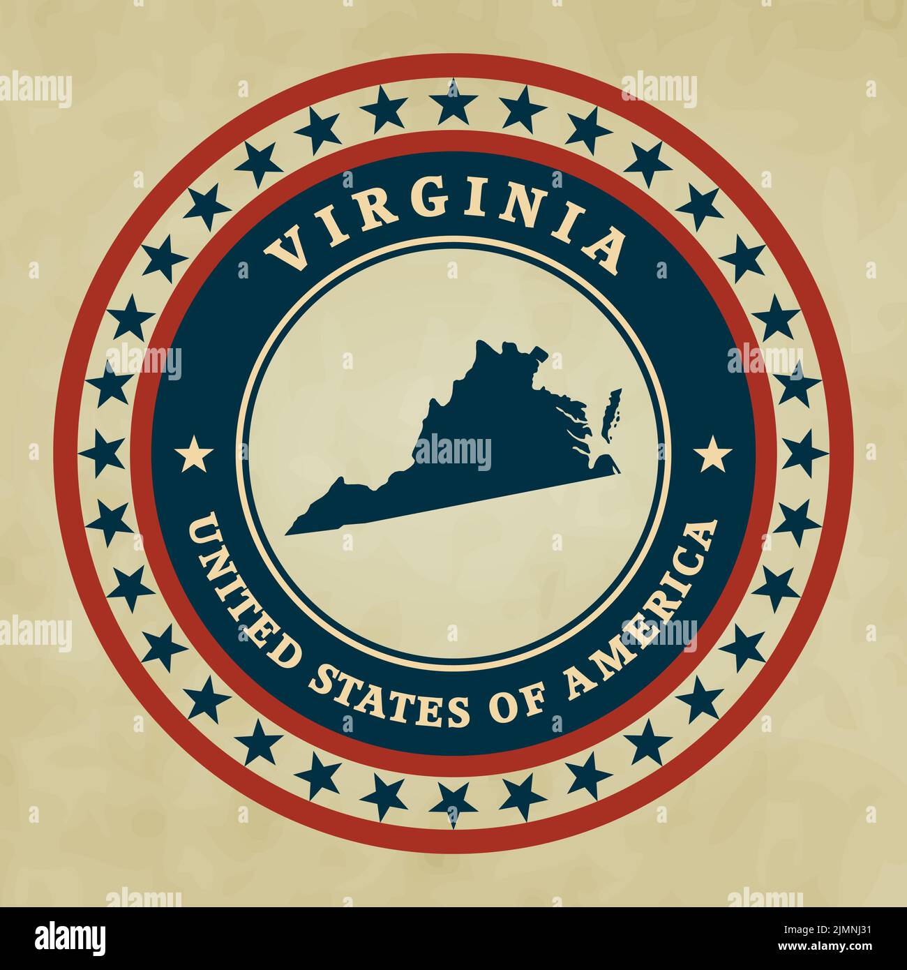 Vintage label with map of Virginia Stock Photo Alamy