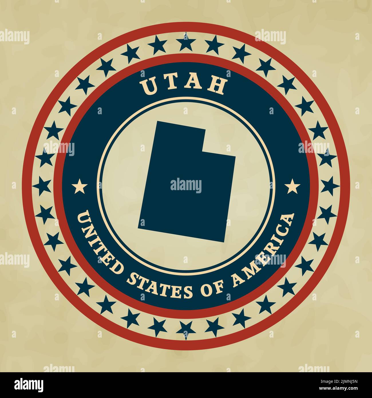 Vintage label with map of Utah Stock Photo