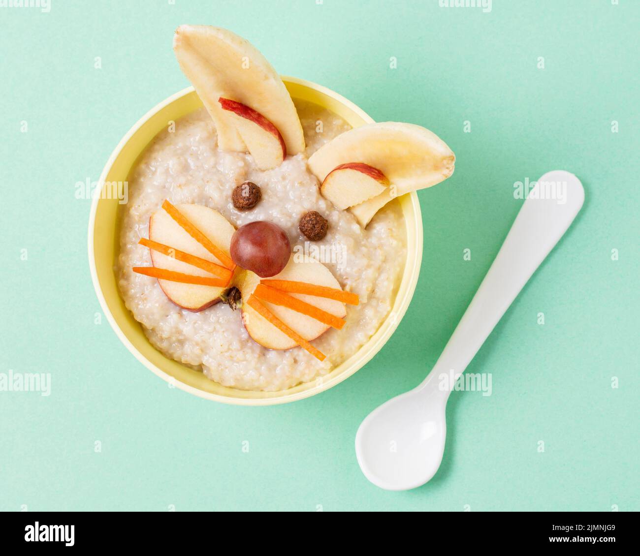 Top view baby food with apple slices Stock Photo - Alamy