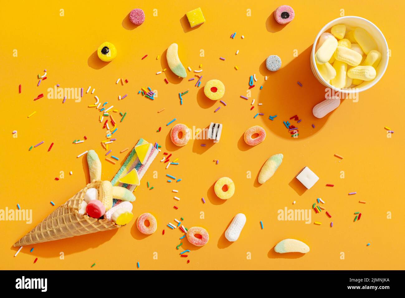 Top view assortment colorful sweets Stock Photo