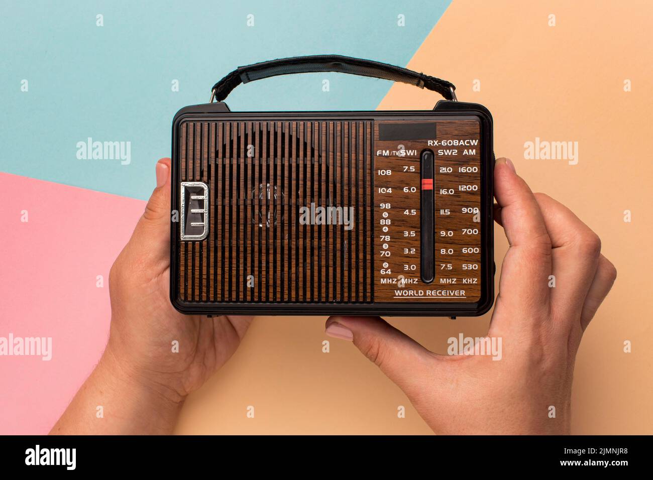 Small retro broadcast radio receiver Stock Photo