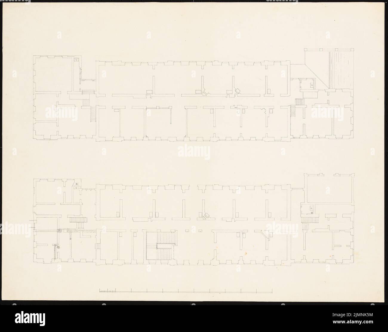Knoblauch Eduard (1801-1865), manor house in Golßen. Conversion (1852): floor plan ground and upper floor. Ink and pencil, 43.3 x 55.1 cm (including scan edges) Stock Photo