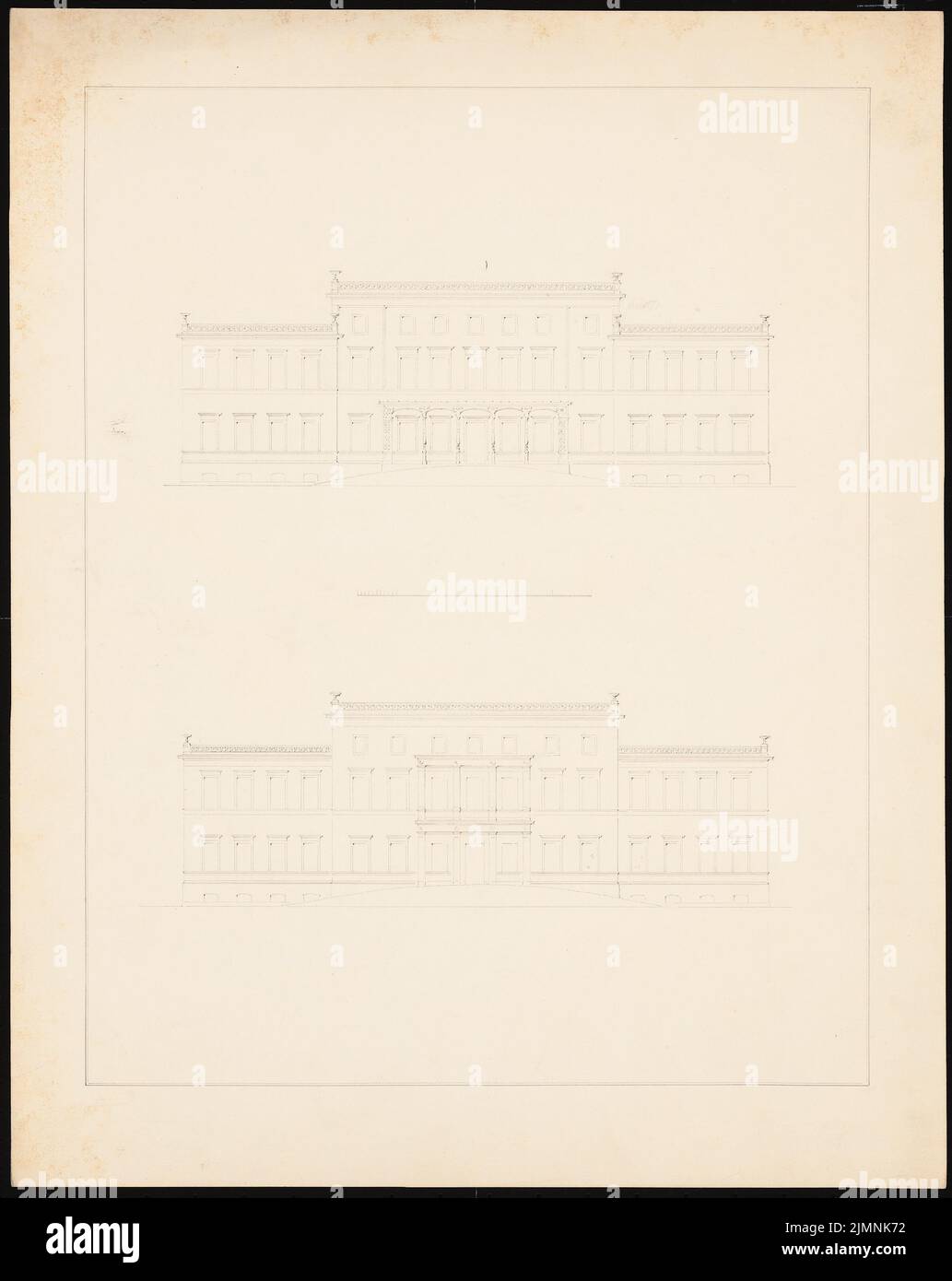 Knoblauch Eduard (1801-1865), Castle in Görlsdorf (1843-1845): front and rear view. Ink, 58.8 x 46.7 cm (including scan edges) Stock Photo