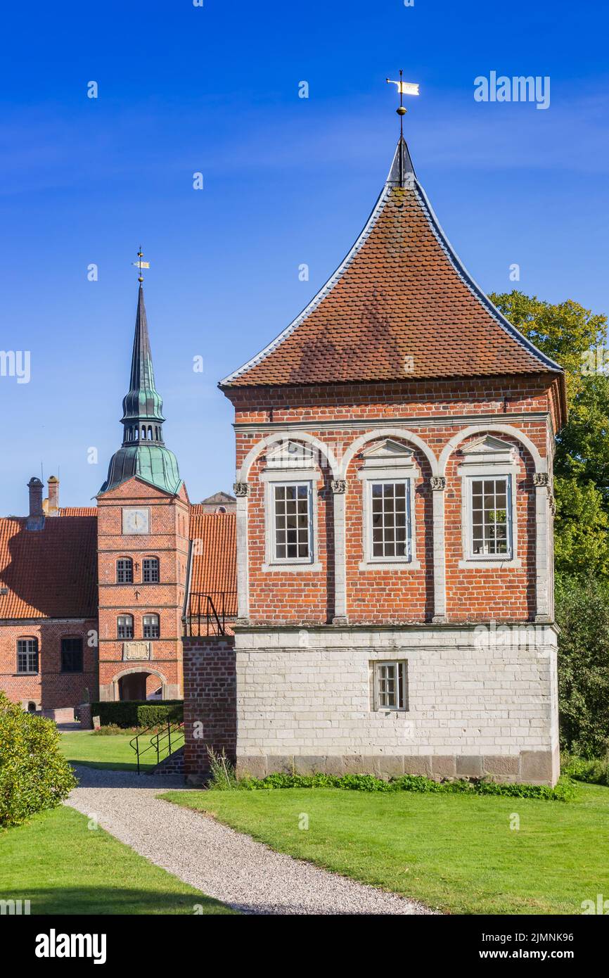 Little tower in the garden of the castle in Rosenholm, Denmark Stock Photo