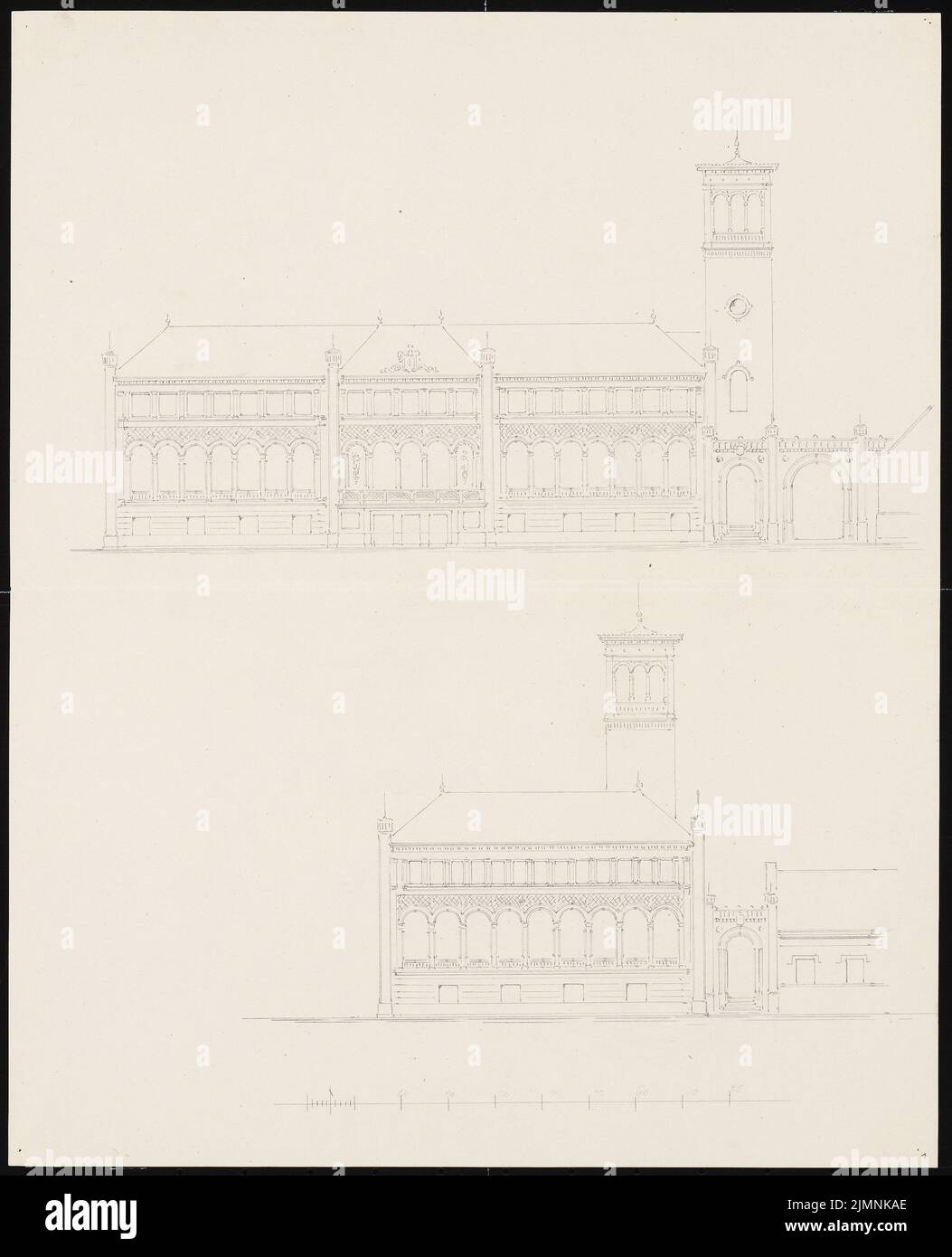 Knoblauch Eduard (1801-1865), manor house in Lauchstädt (approx. 1848): front and side view. Pencil, 43.3 x 35.1 cm (including scan edges) Stock Photo