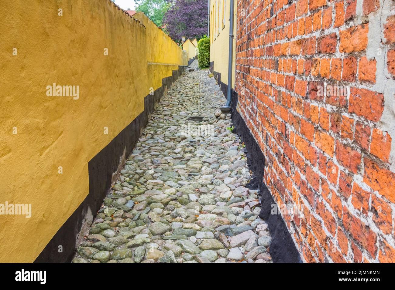 Narrow alley in the historic center of Viborg, Denmark Stock Photo