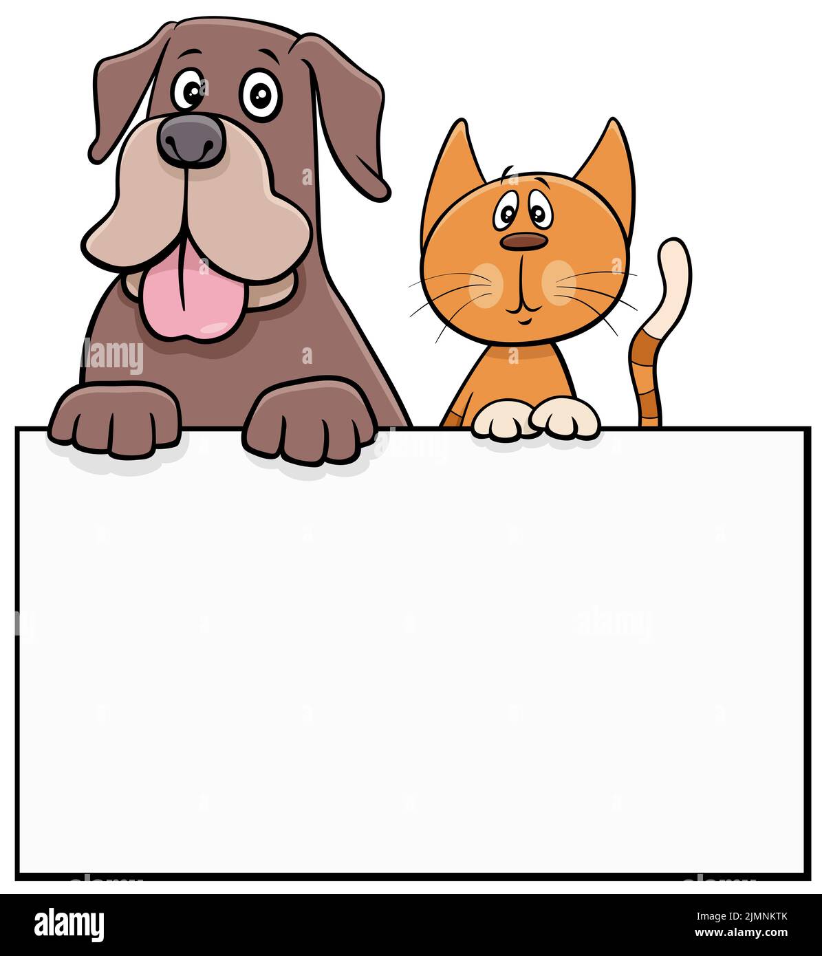 Cartoon cat and dog with blank board graphic design Stock Photo Alamy