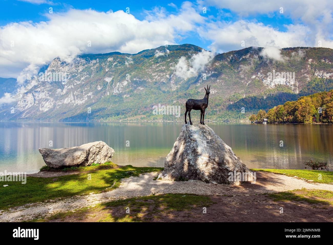 The symbol of the lake is white chamois Stock Photo