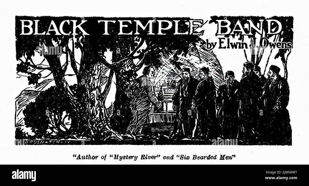 Black Temple Band, by Elwin J. Owens. Illustration by Andrew Brosnatch from Weird Tales, December 1924 Stock Photo