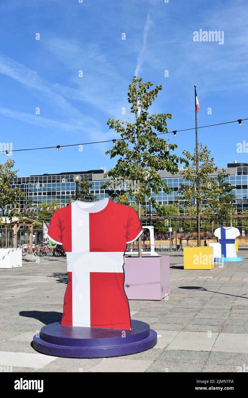 Selfie spot for the UEFA Women’s Euro England 2022 in the Fan Zone at Station Square, Milton Keynes. Stock Photo