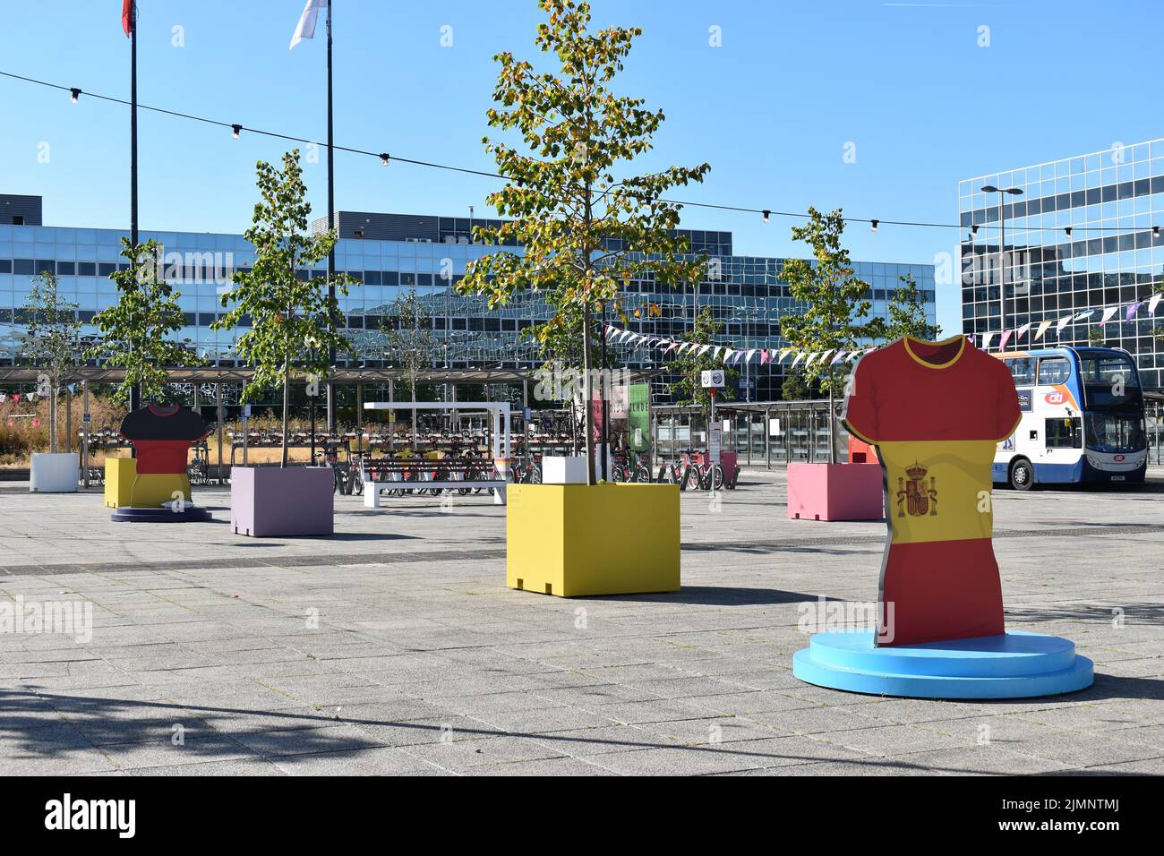 Selfie spot for the UEFA Women’s Euro England 2022 in the Fan Zone at Station Square, Milton Keynes. Stock Photo