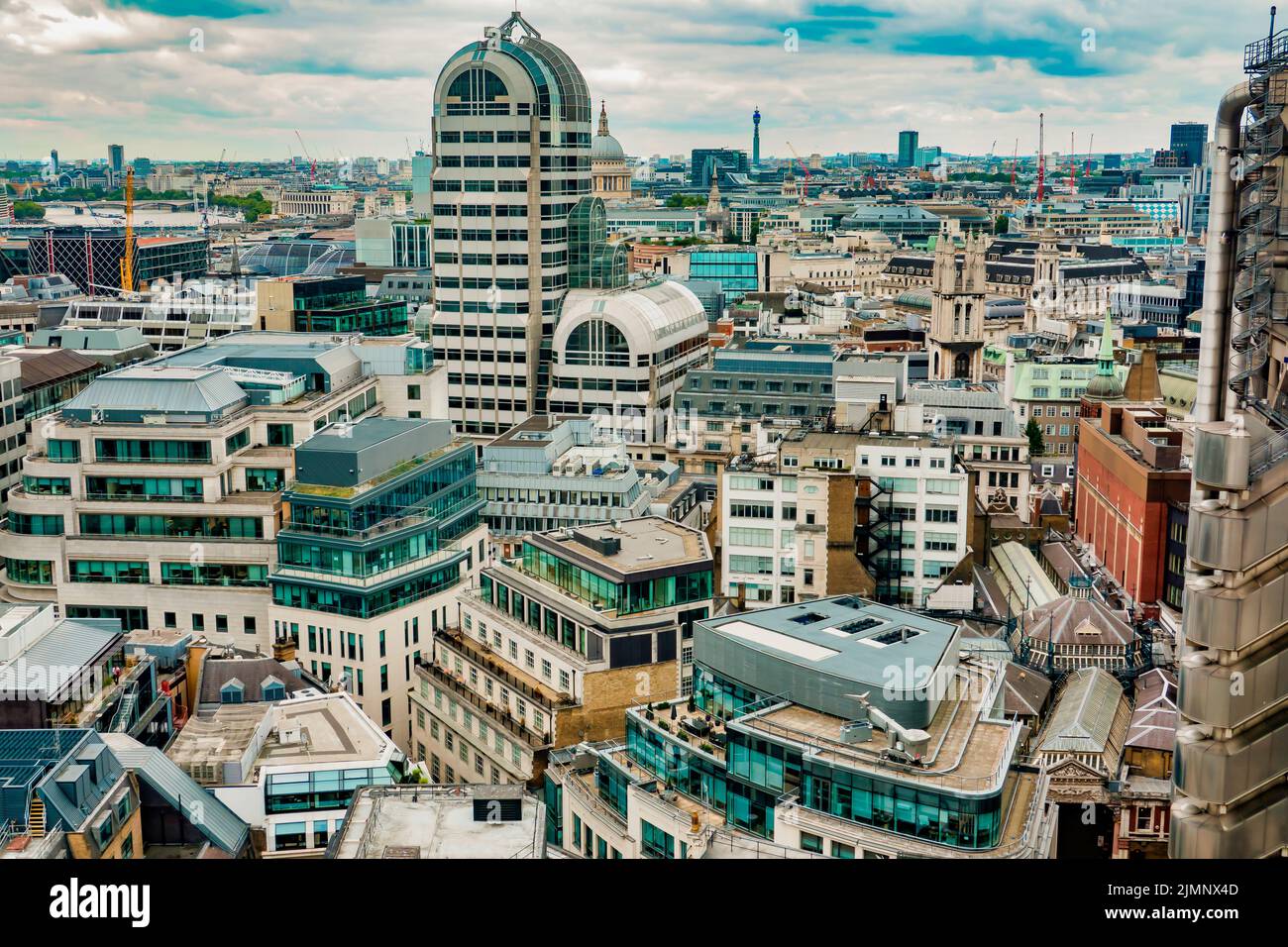 Rooftop view,London,20 Gracechurch Street,Distinctive Curved Roof,Prominent,City of London Stock Photo