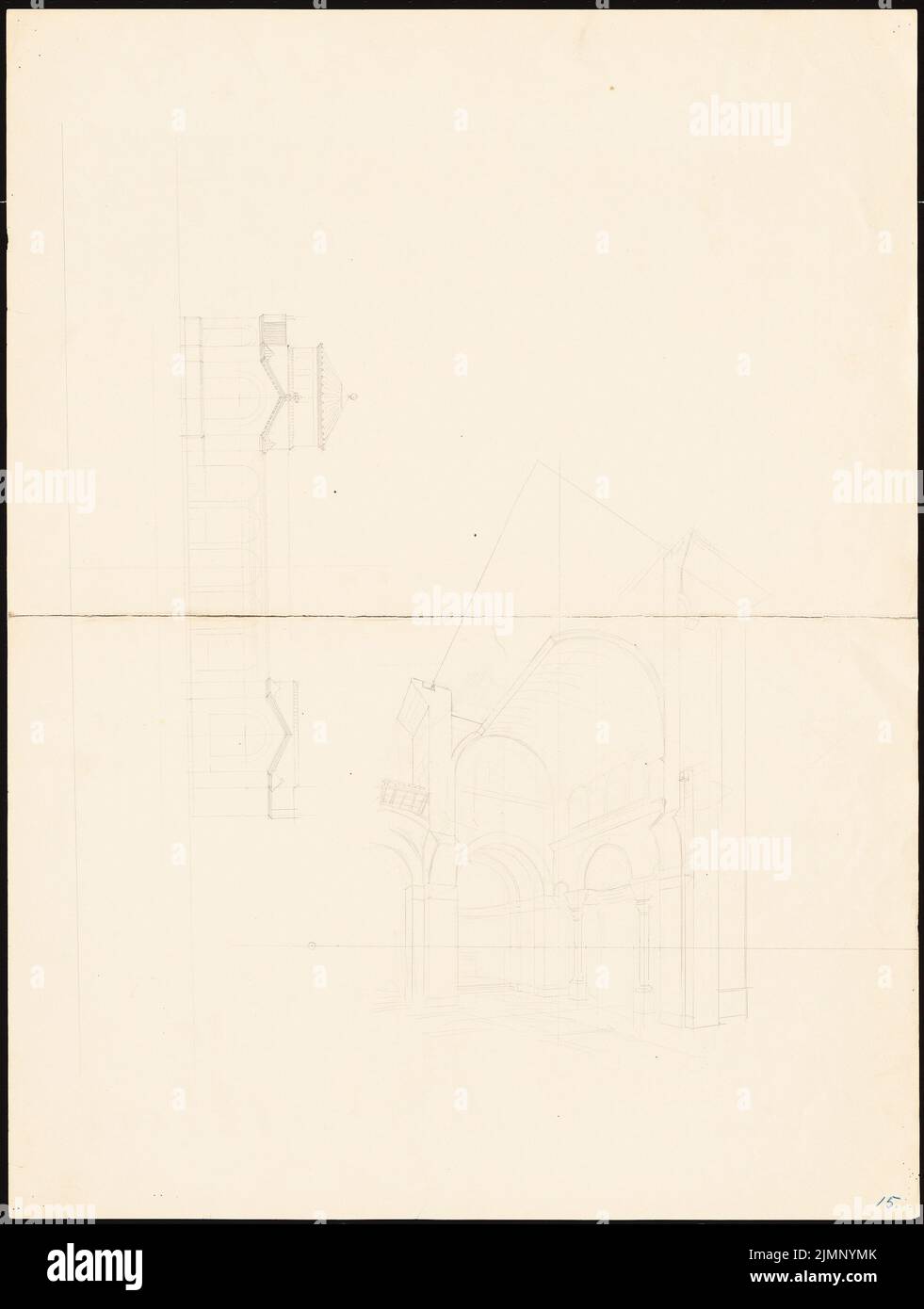 Ewerbeck, Franz (18391889), sketches into an elongated building