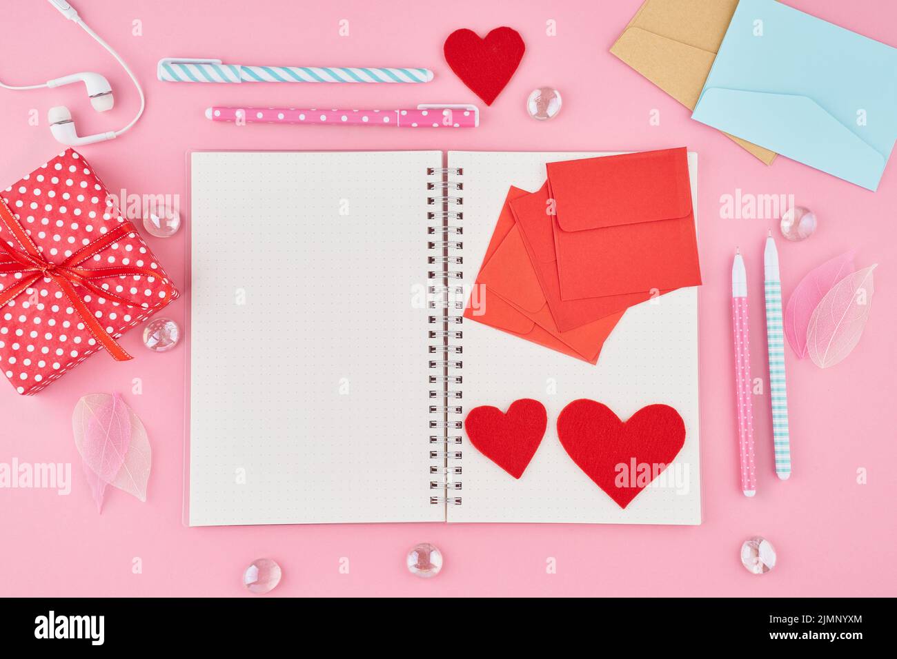 The concept of writing note, letters for Valentine's Day. Notepad page Stock Photo