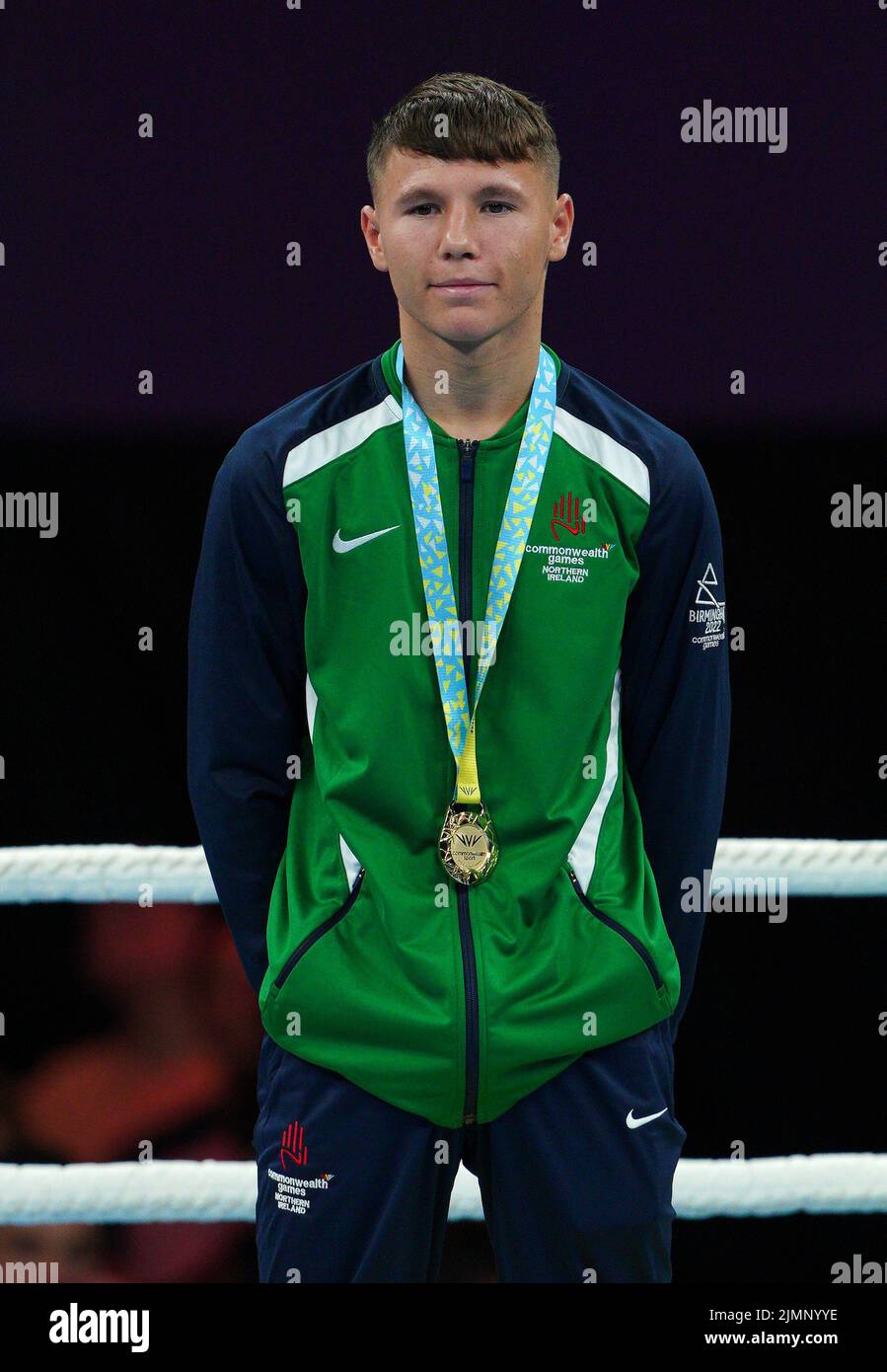 Northern Ireland's Dylan James Eagleson after winning gold in the Men's Bantam (51-54kg) at The NEC on day ten of the 2022 Commonwealth Games in Birmingham. Picture date: Sunday August 7, 2022. Stock Photo