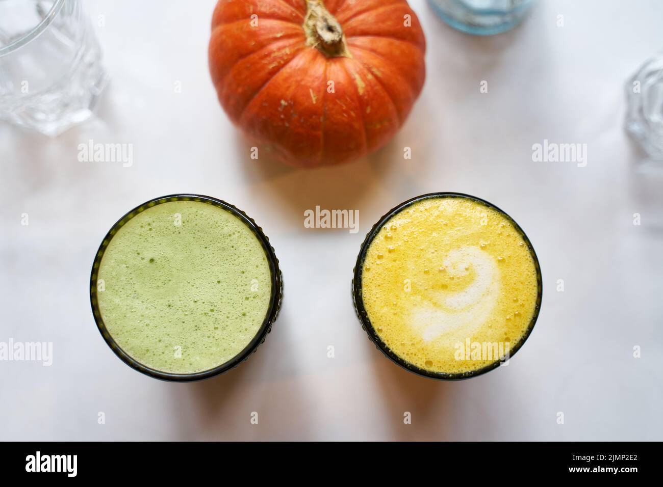 Healthy drink turmeric and ginger yellow latte with coconut milk and